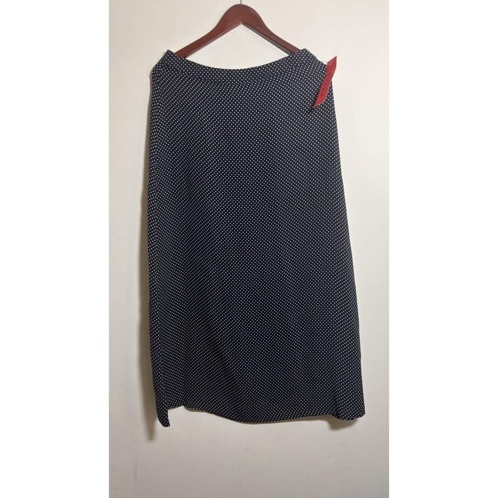 NWT BURNS 100% Silk Navy Polka Dot Skirt‎ Long Size 8